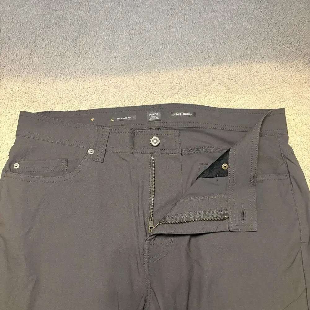 Prana Brion II Pants Mens 36/28 Gray Standard Fit Straight Leg Hiking Workwear
